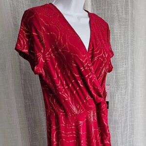 Perceptions New York Women Glittery Red Floral Party Dress Size M NWT$ 79